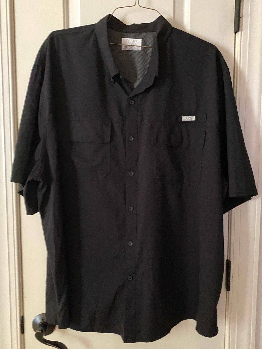 Men’s 3X Ocean + Coast black short sleeved “fishing” shirt button front NWT